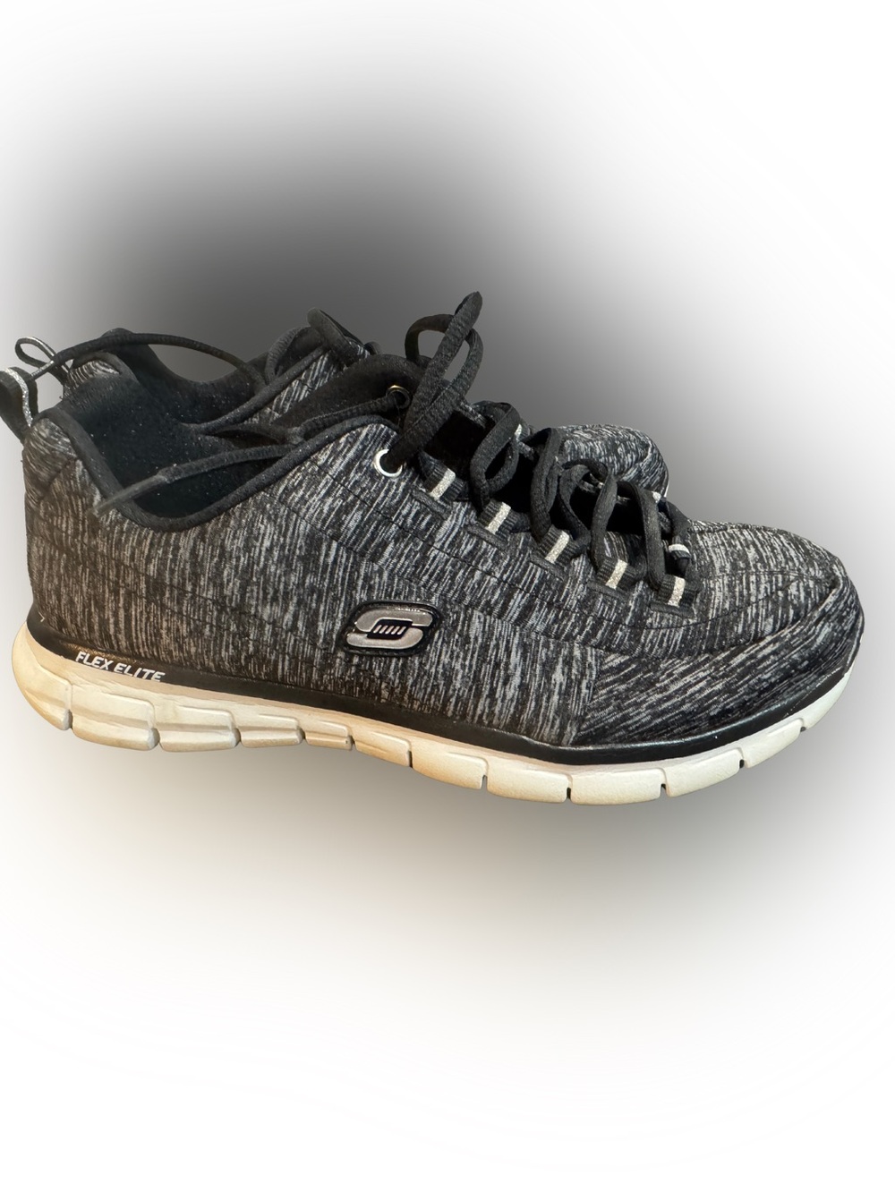 Skechers Men's Black and Gray Knit Athletic Shoe